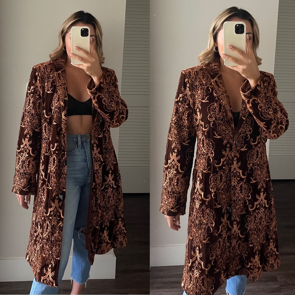 Paco Soler Velvet Long Trench Coat VINTAGE DESIGNER